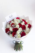 Bouquet 30 rosas rojas y blancas